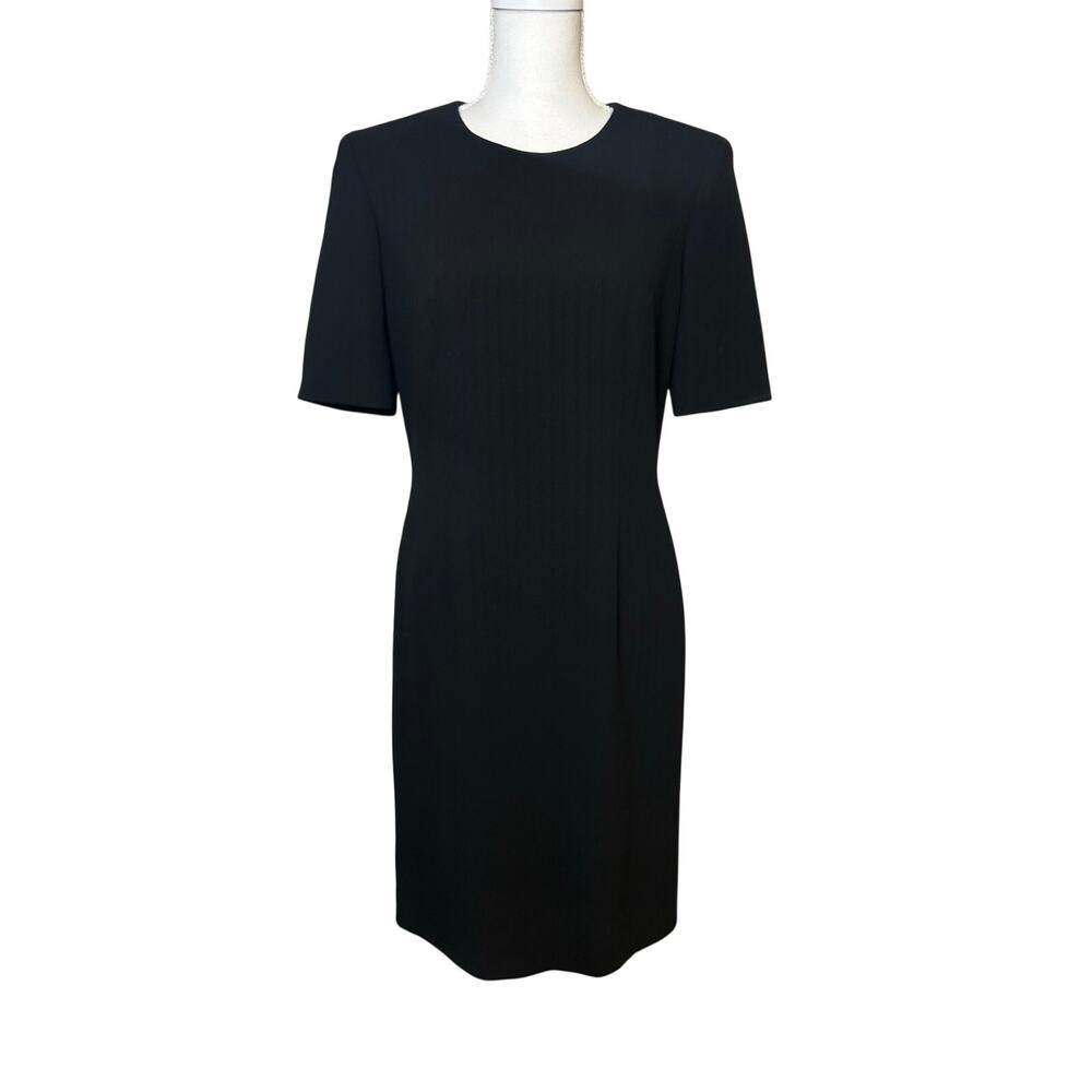 Escada Margaretha Ley black 100% new wool short sleeve classic dress 38 (US 8)
